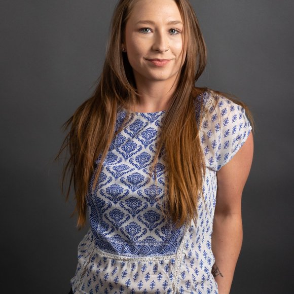 Blue White Mediterranean Blouse by Lucky Brand - Picture 6 of 9